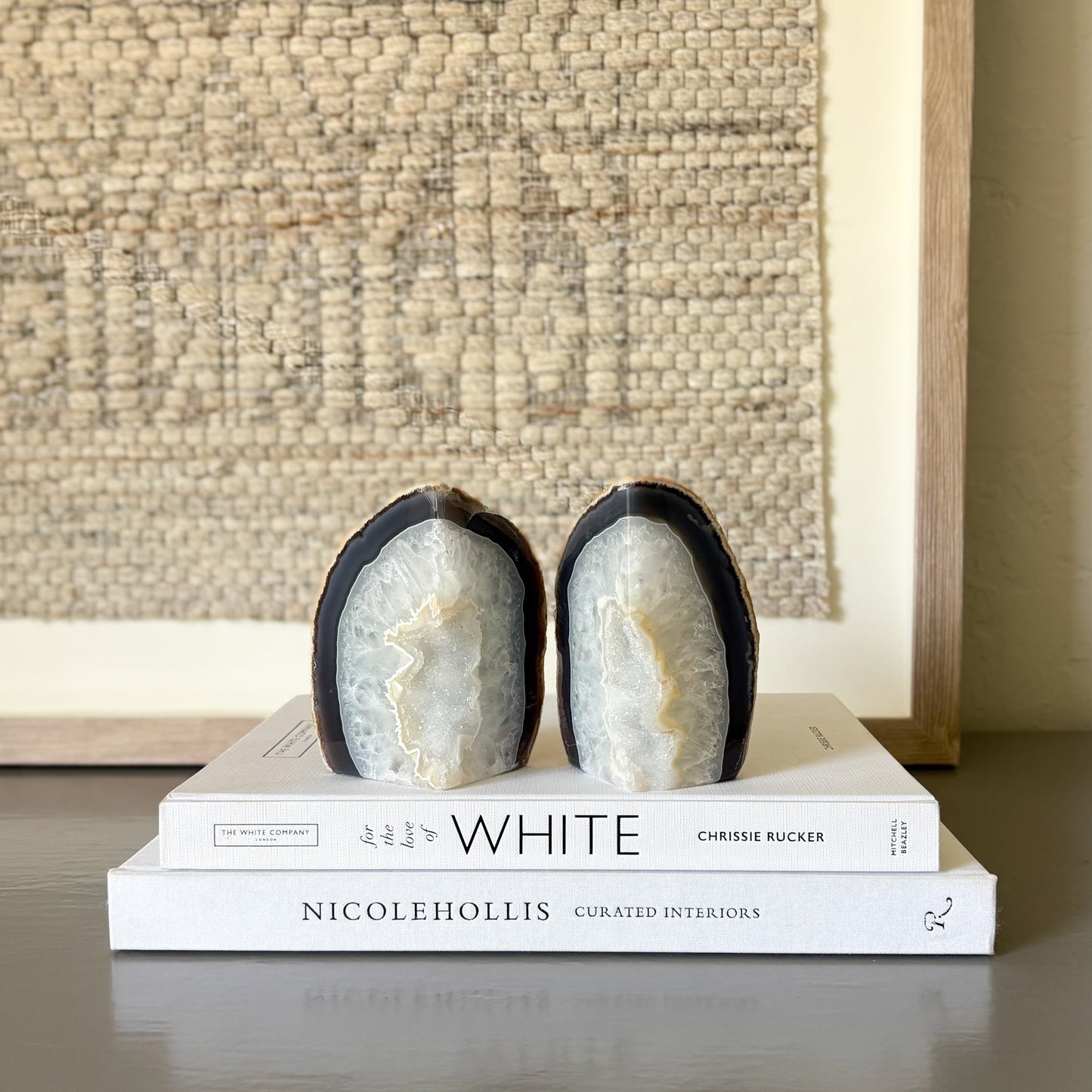 brazilian natural agate crystal bookends
