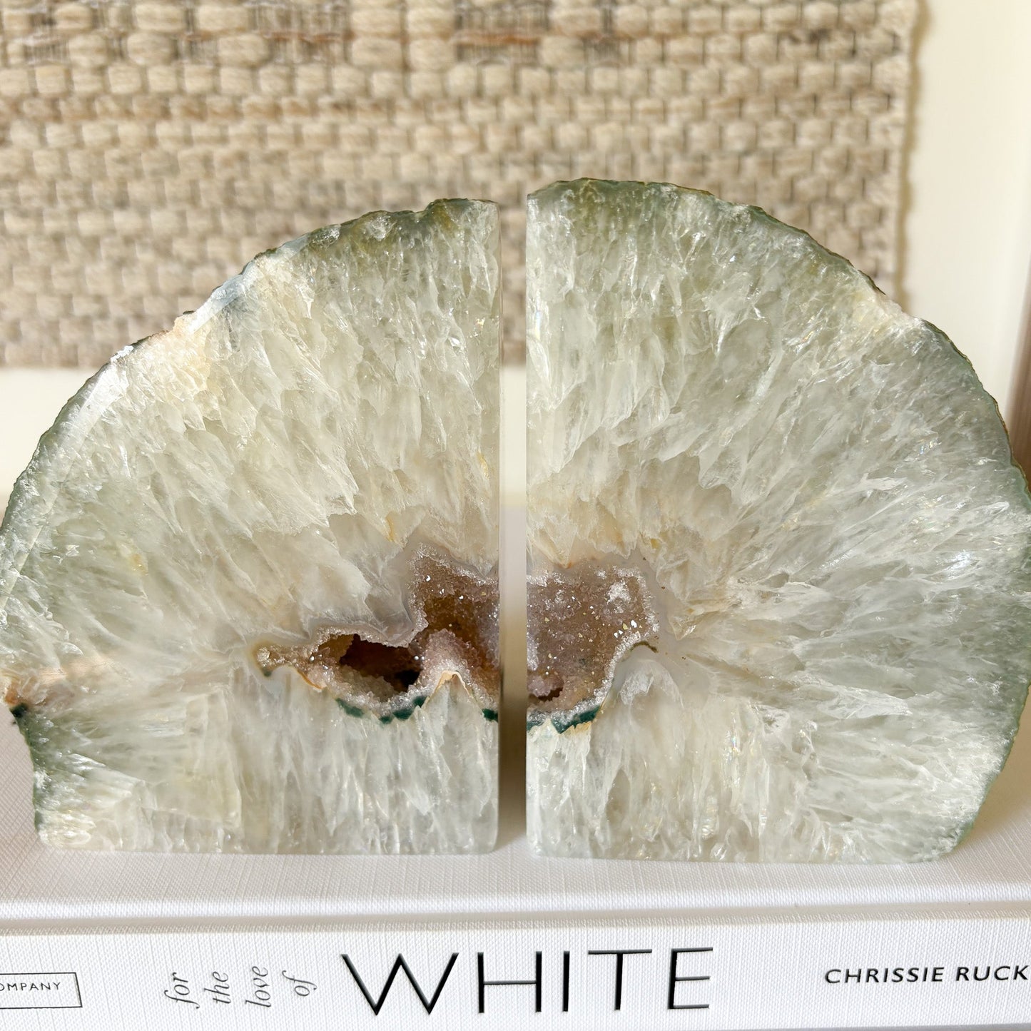 natural brazilian agate geode center bookends