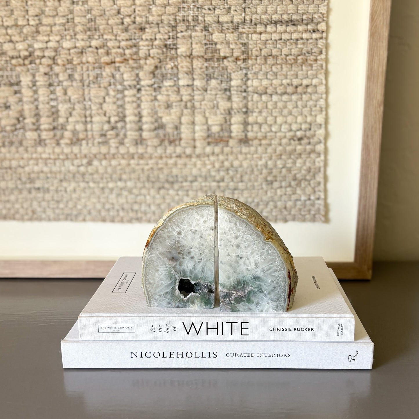 natural brazilian agate geode center bookends