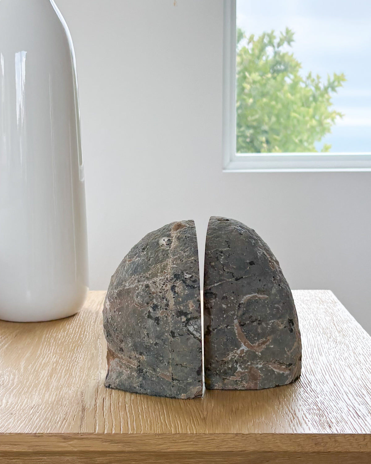 One-of-a-kind agate druzy bookend pair