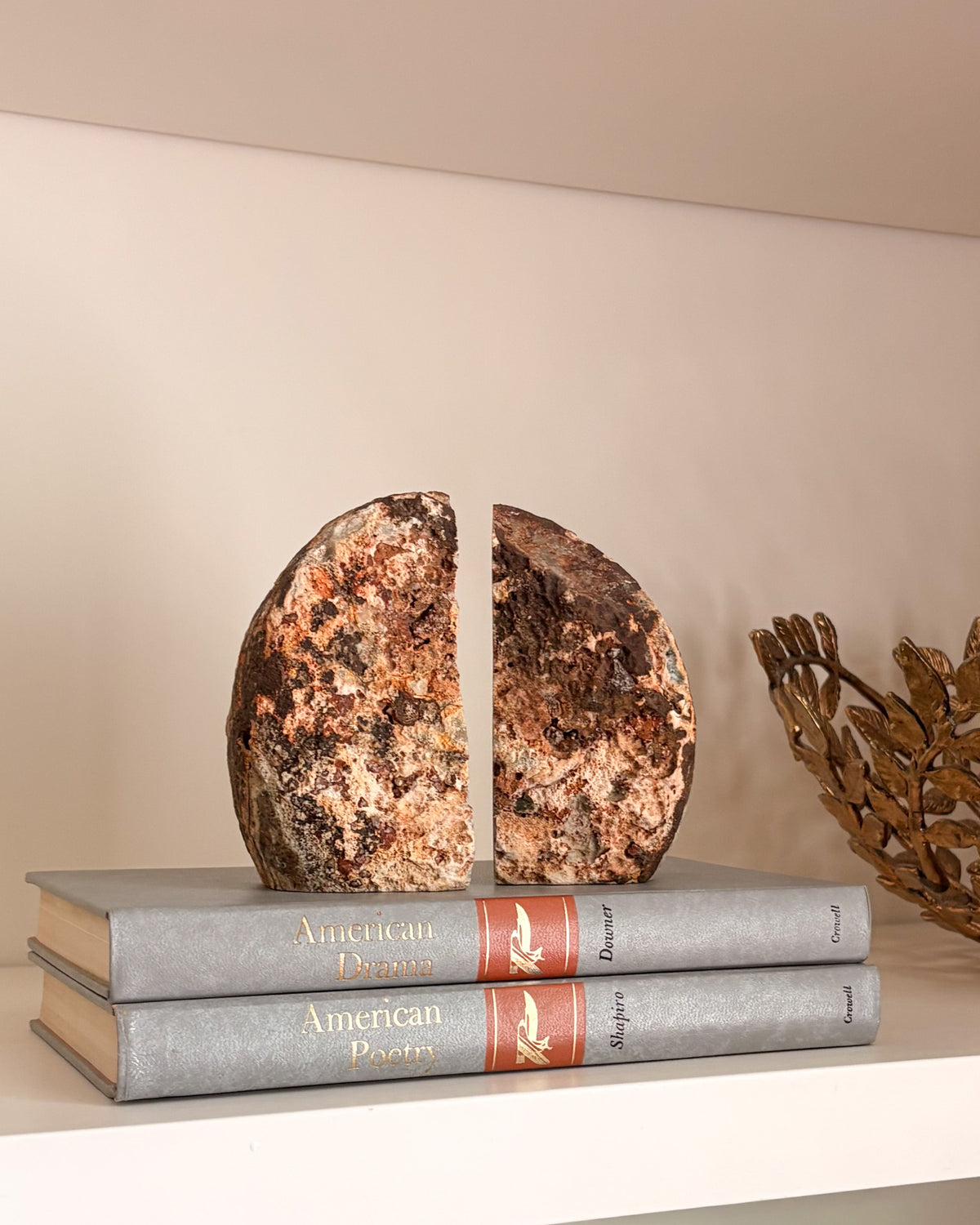 One-of-a-kind agate druzy bookend pair
