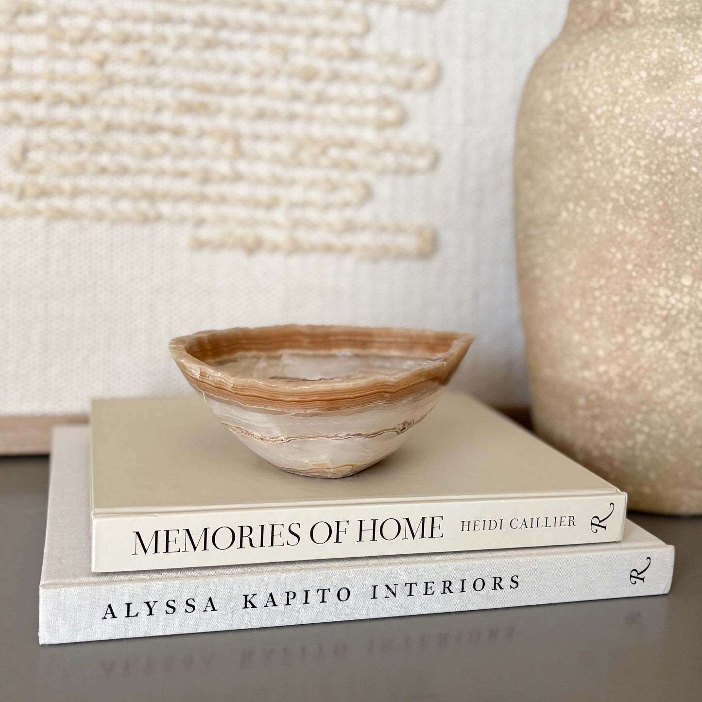 natural mexican brown and white onyx bowl