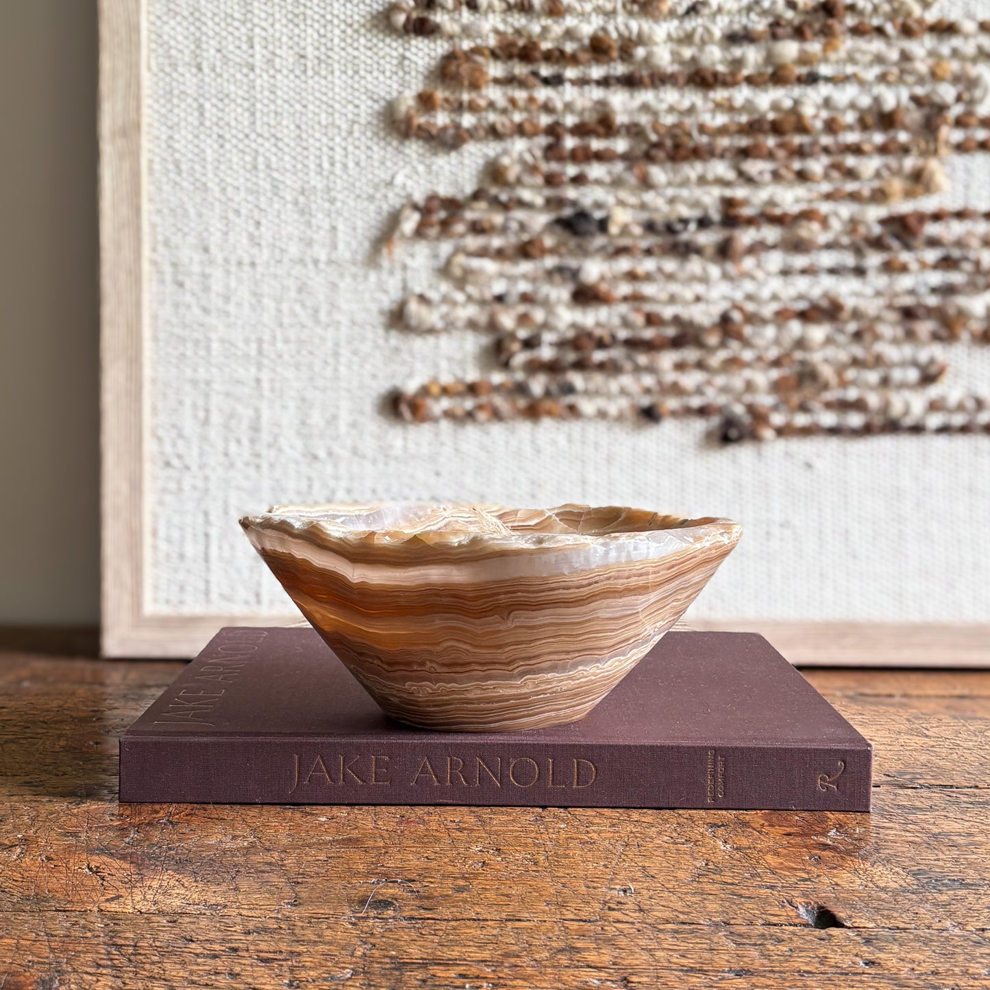 brown and white onyx accent bowl