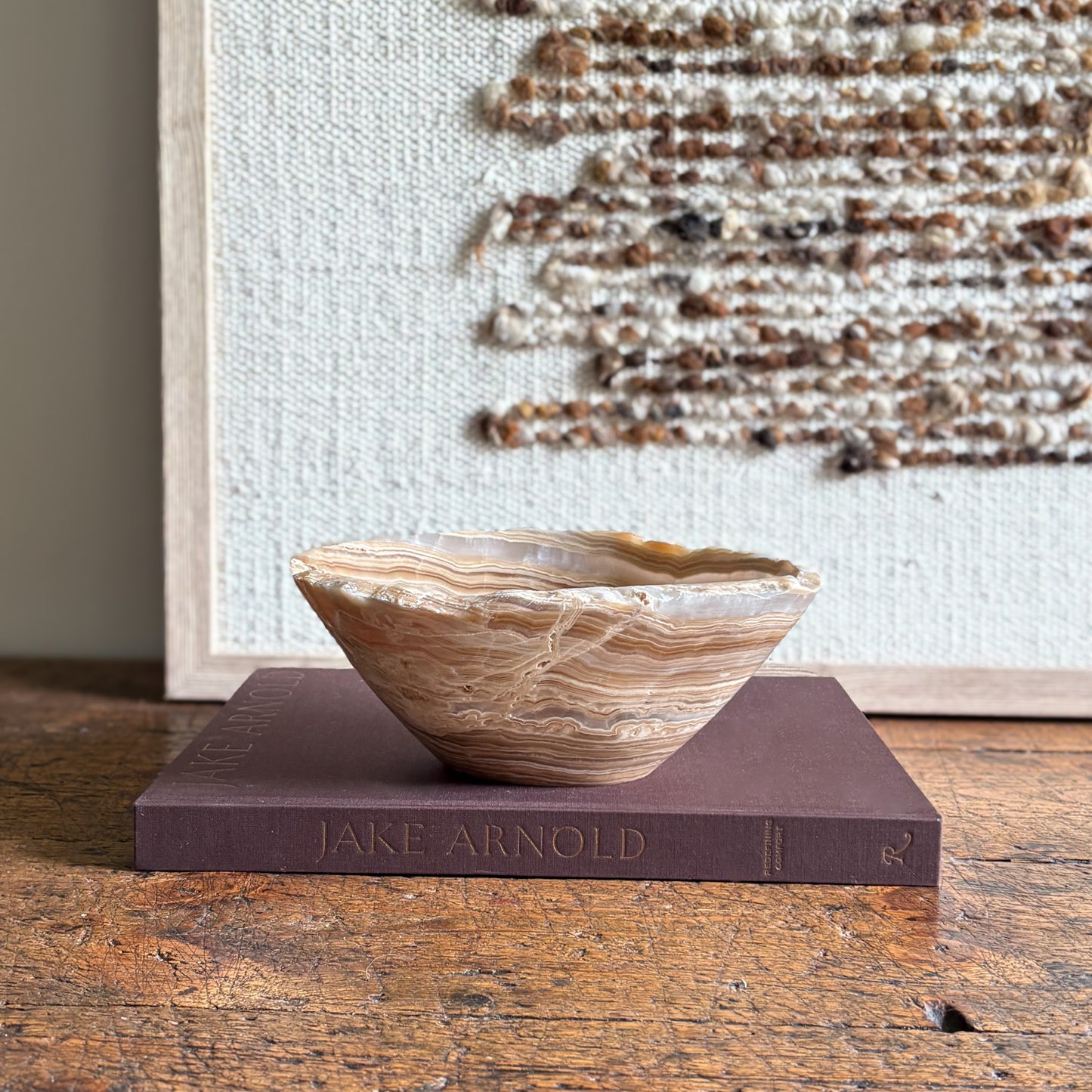decorative brown and white onyx bowl