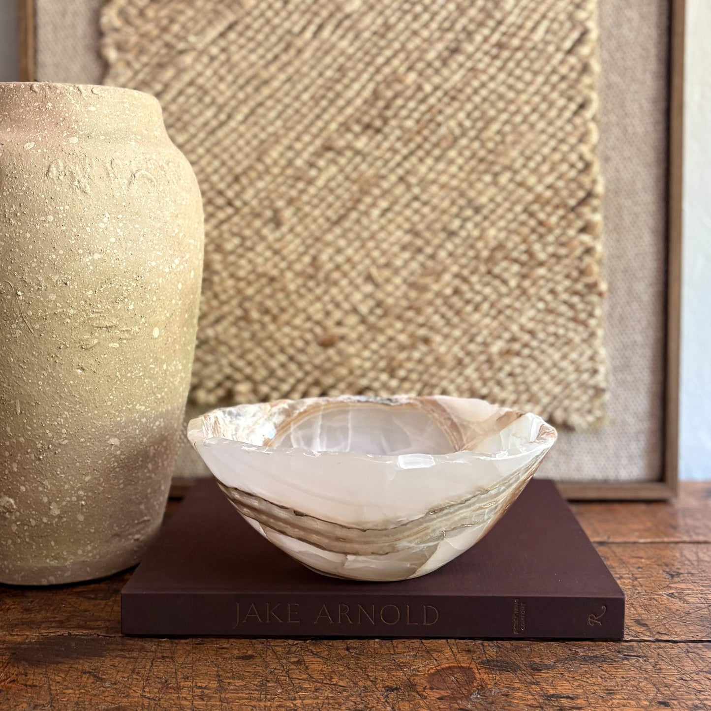 white and brown onyx accent bowl