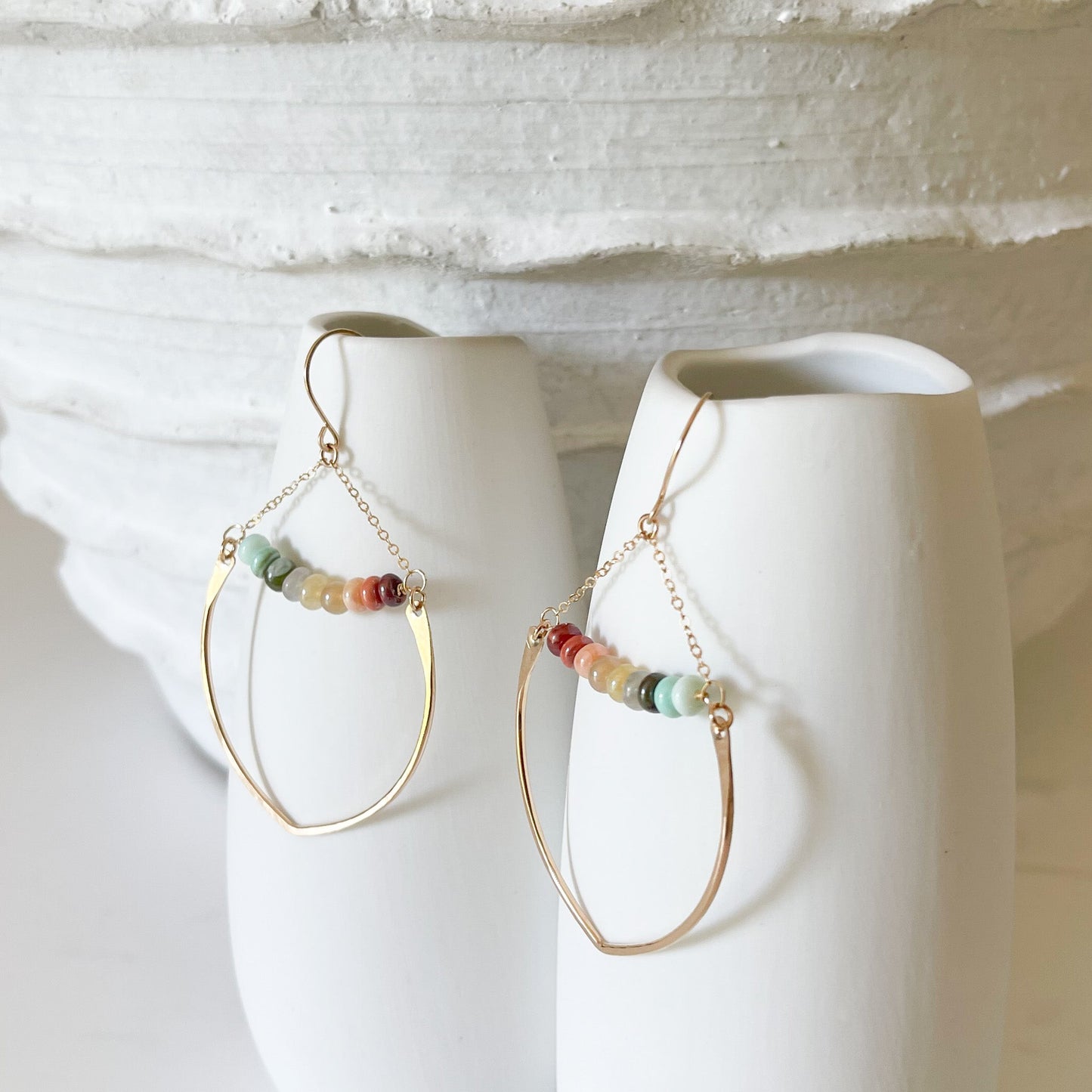 modern beaded chandelier earrings