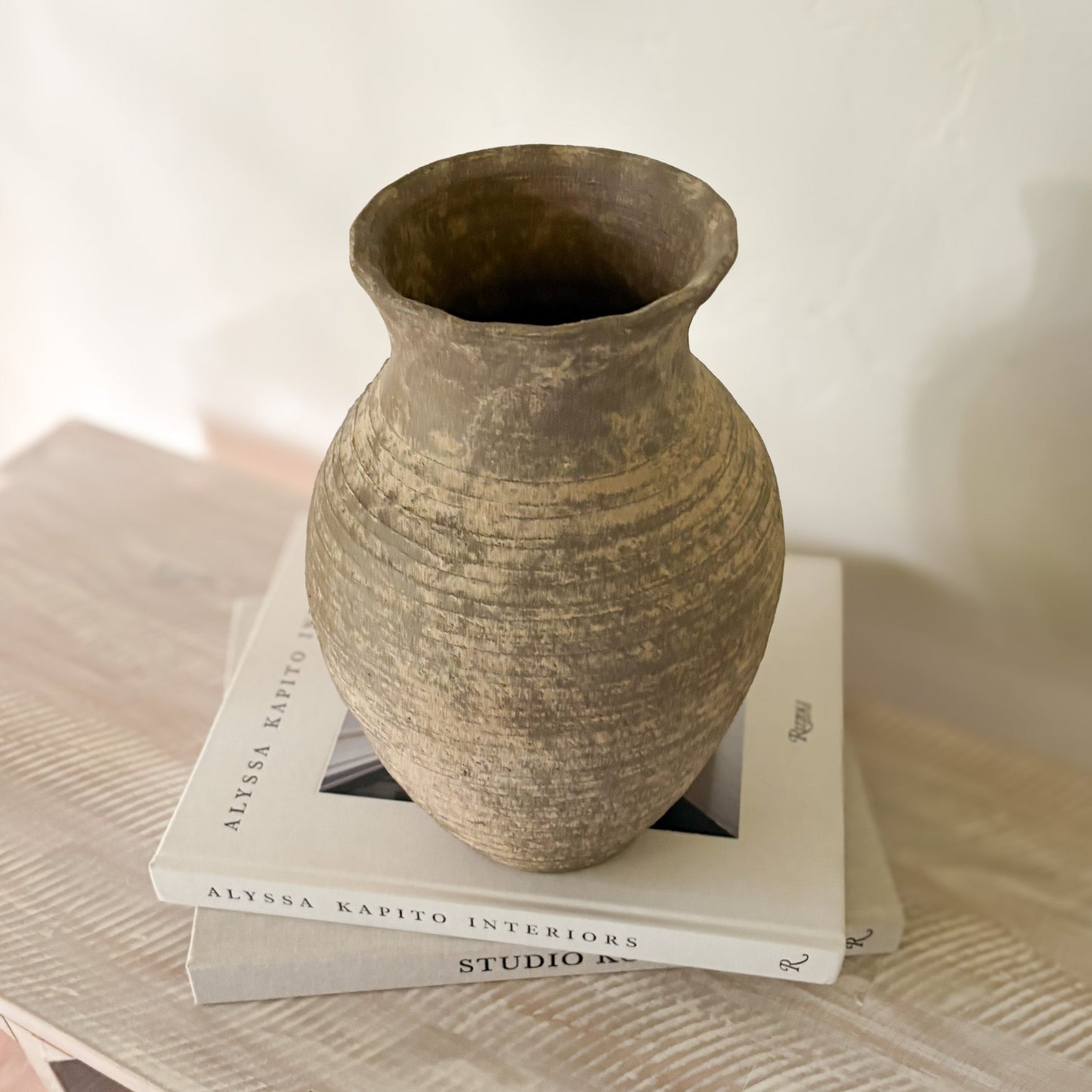 decorative taupe ceramic vase