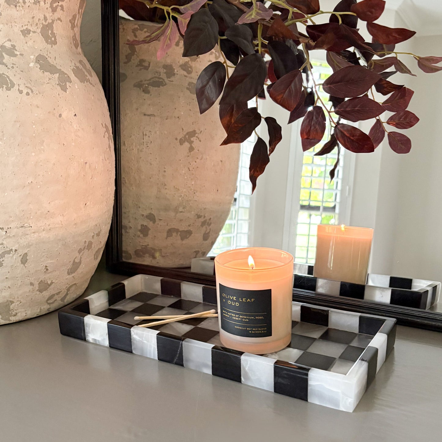 black and white onyx accent tray