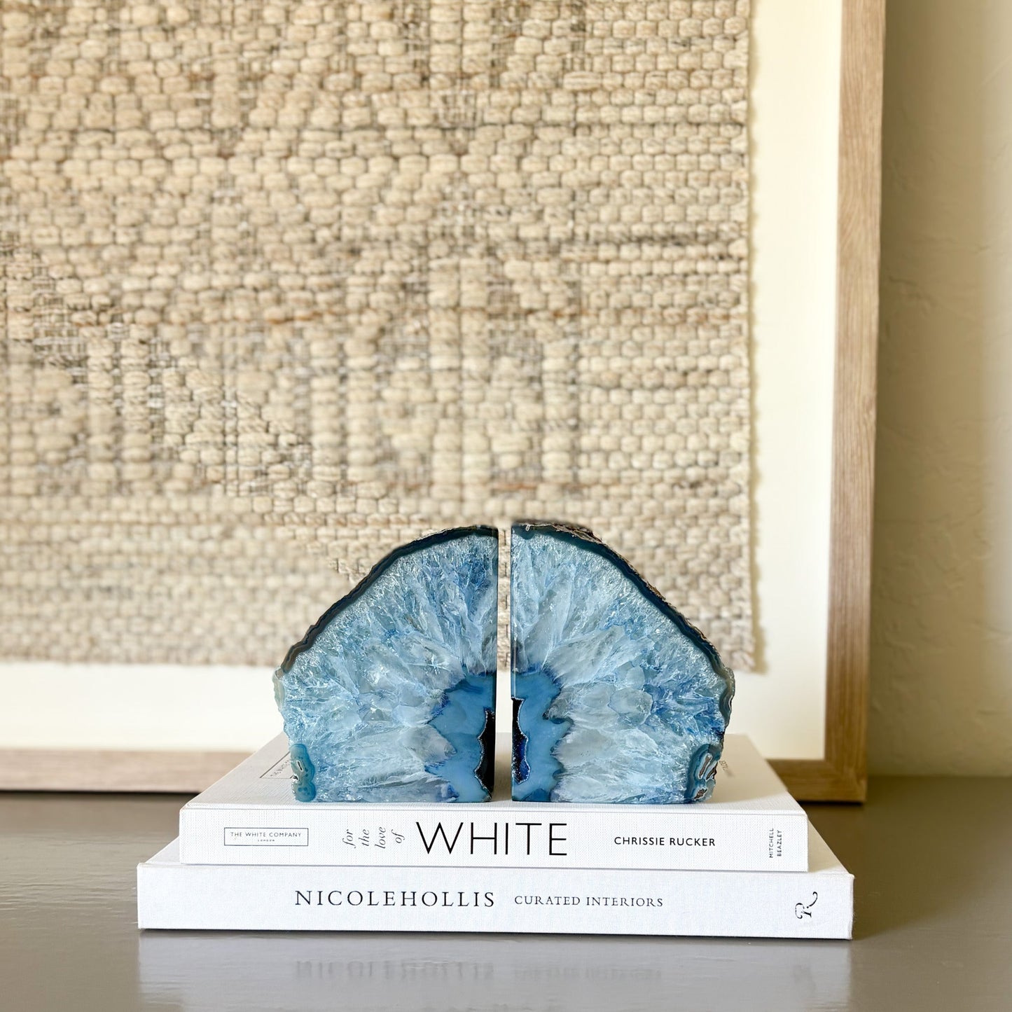 blue brazilian agate geode center bookends