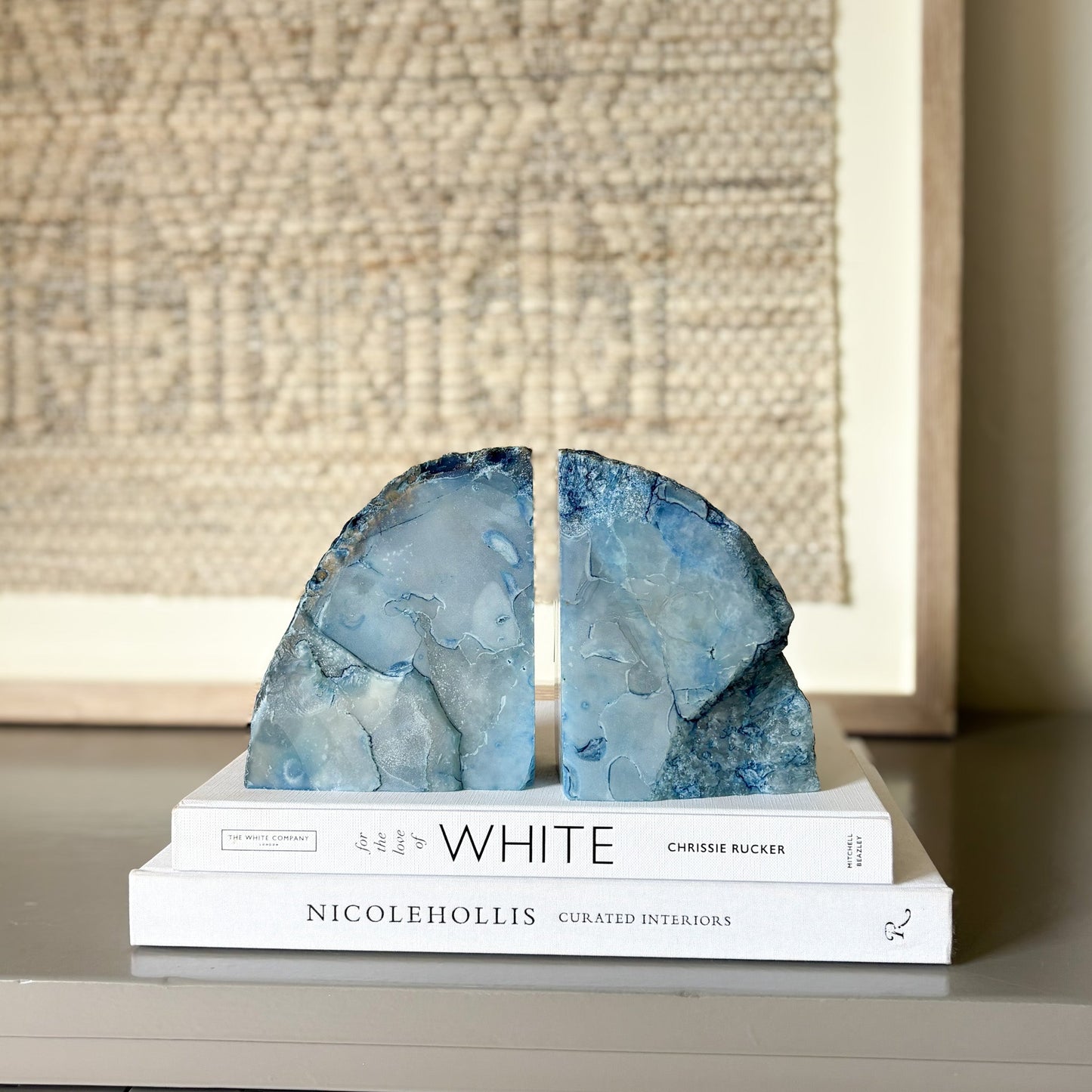 blue brazilian agate bookend pair