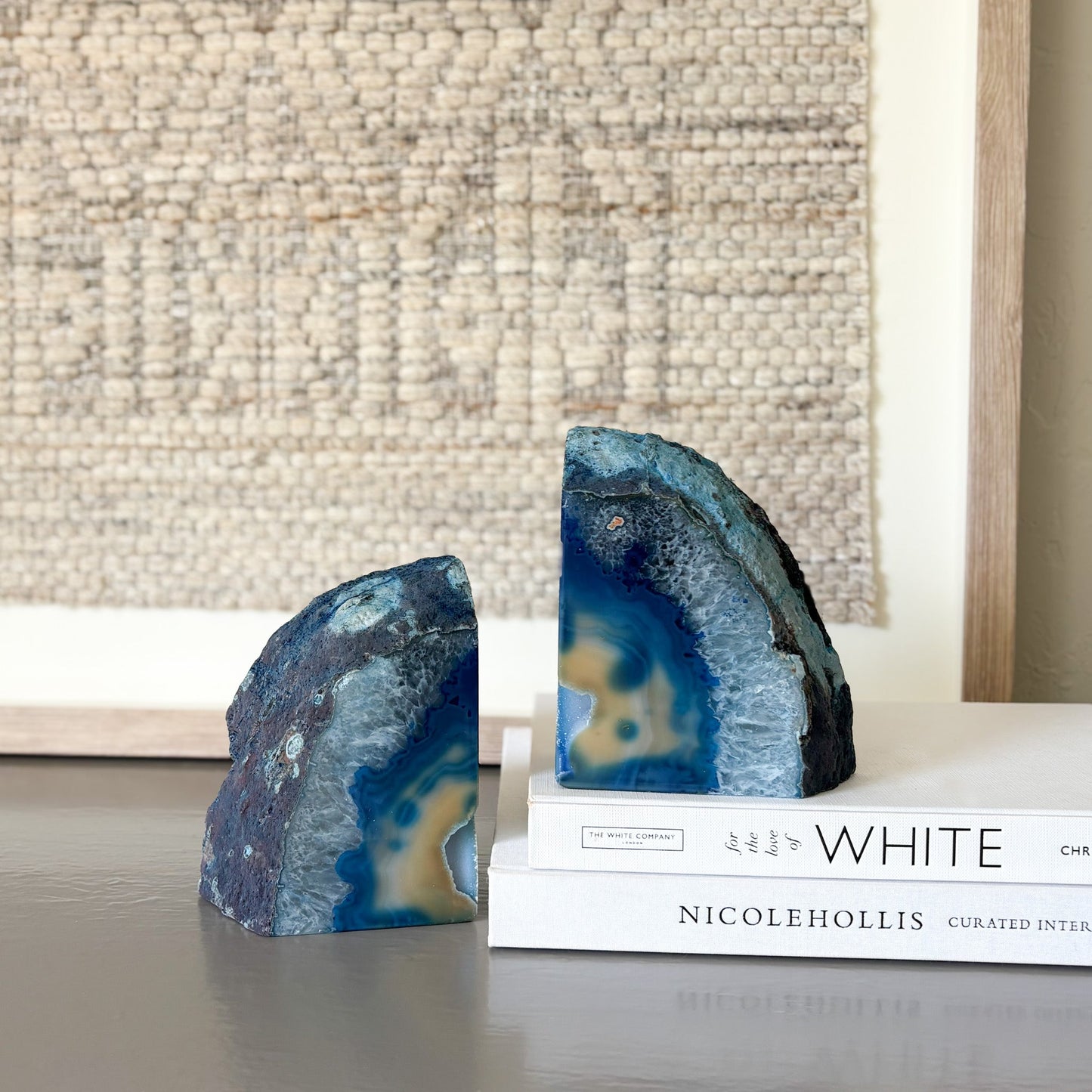 blue geode bookend pair