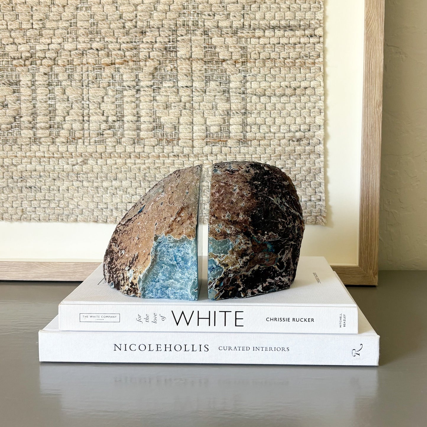 Blue Agate Druzy Bookends