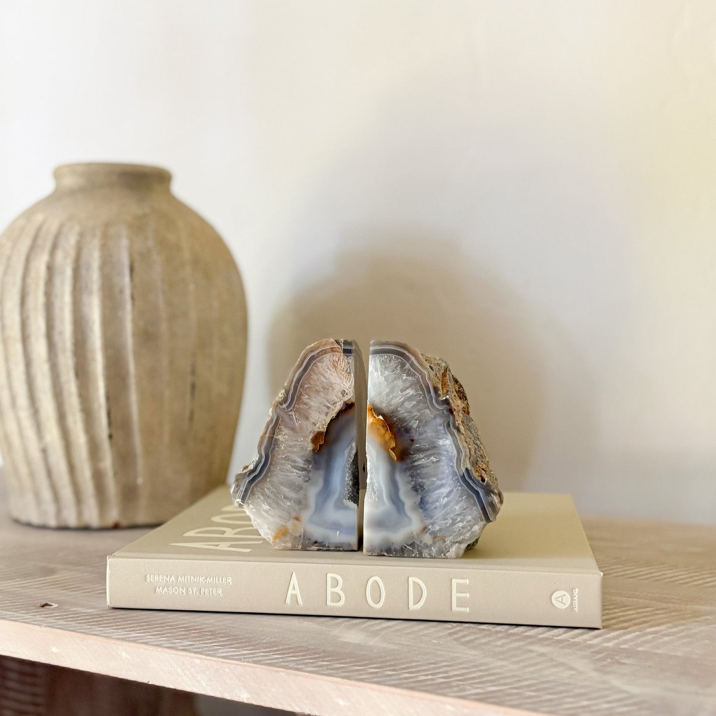 natural edge agate bookends