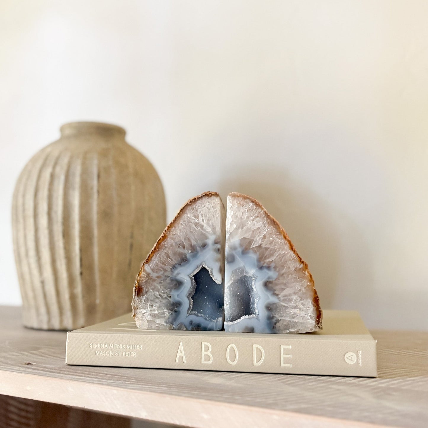 Brazilian Agate Druzy Bookend Pair
