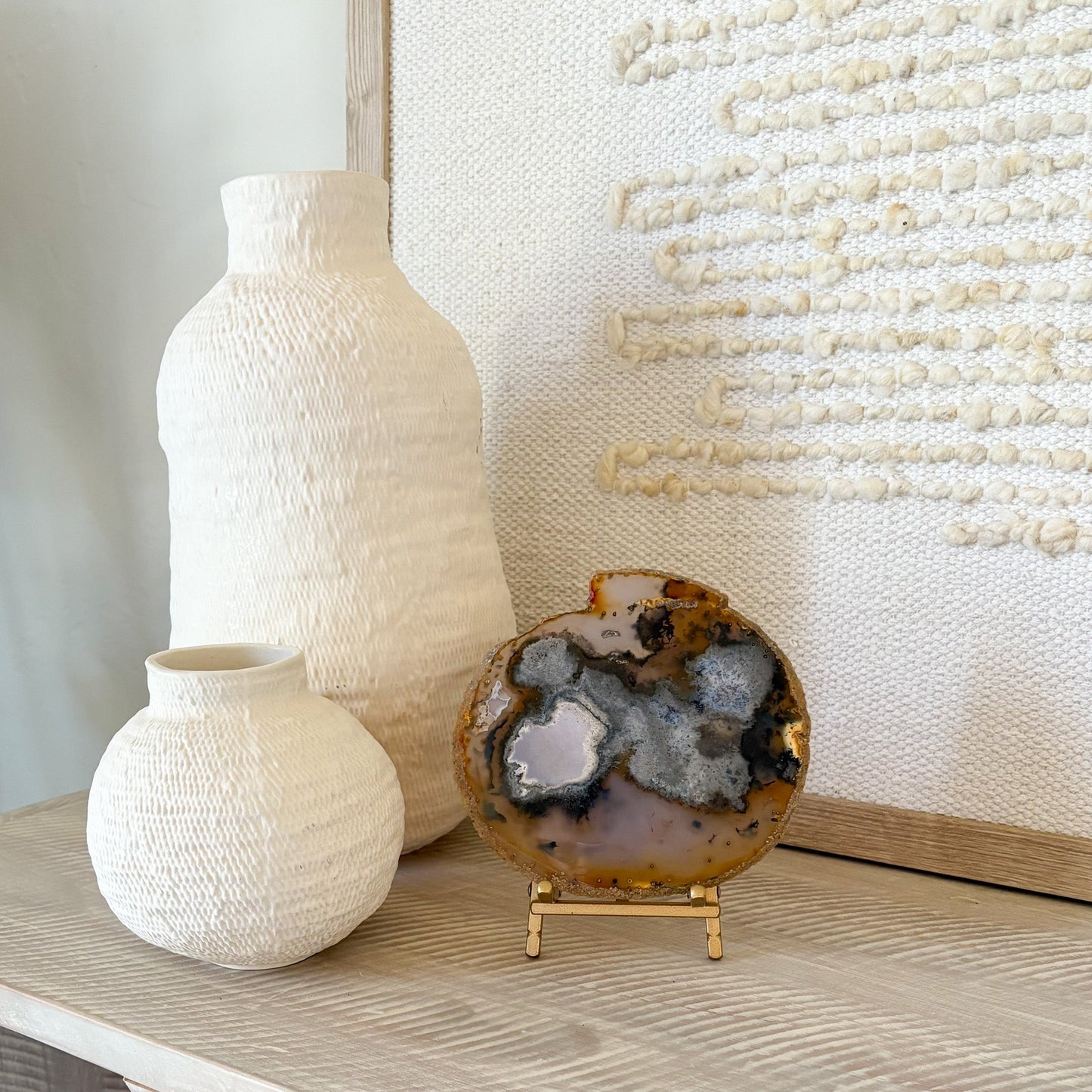 brazilian agate crystal slic eon brass stand