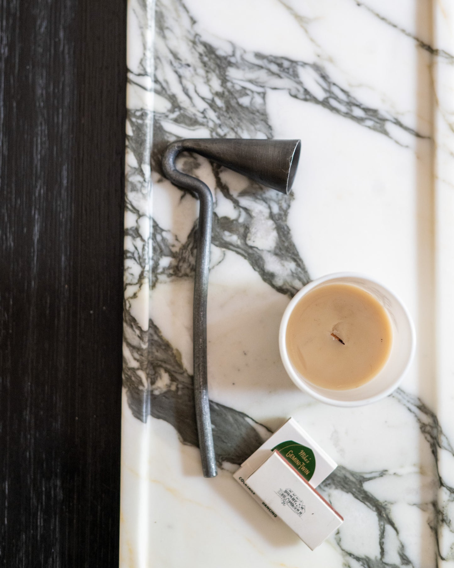 Premium Calacatta Borghini marble tray with polished finish and unique veining