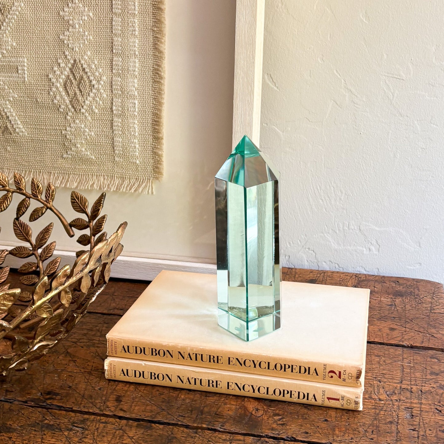 green glass faceted point