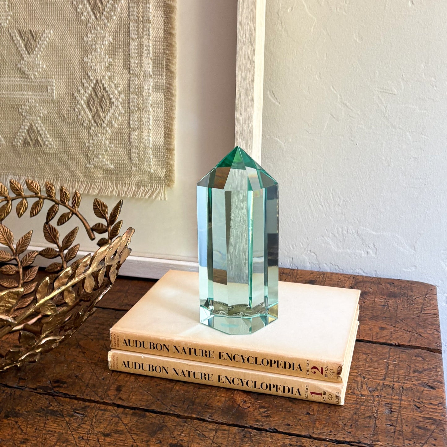 decorative blue green glass statue