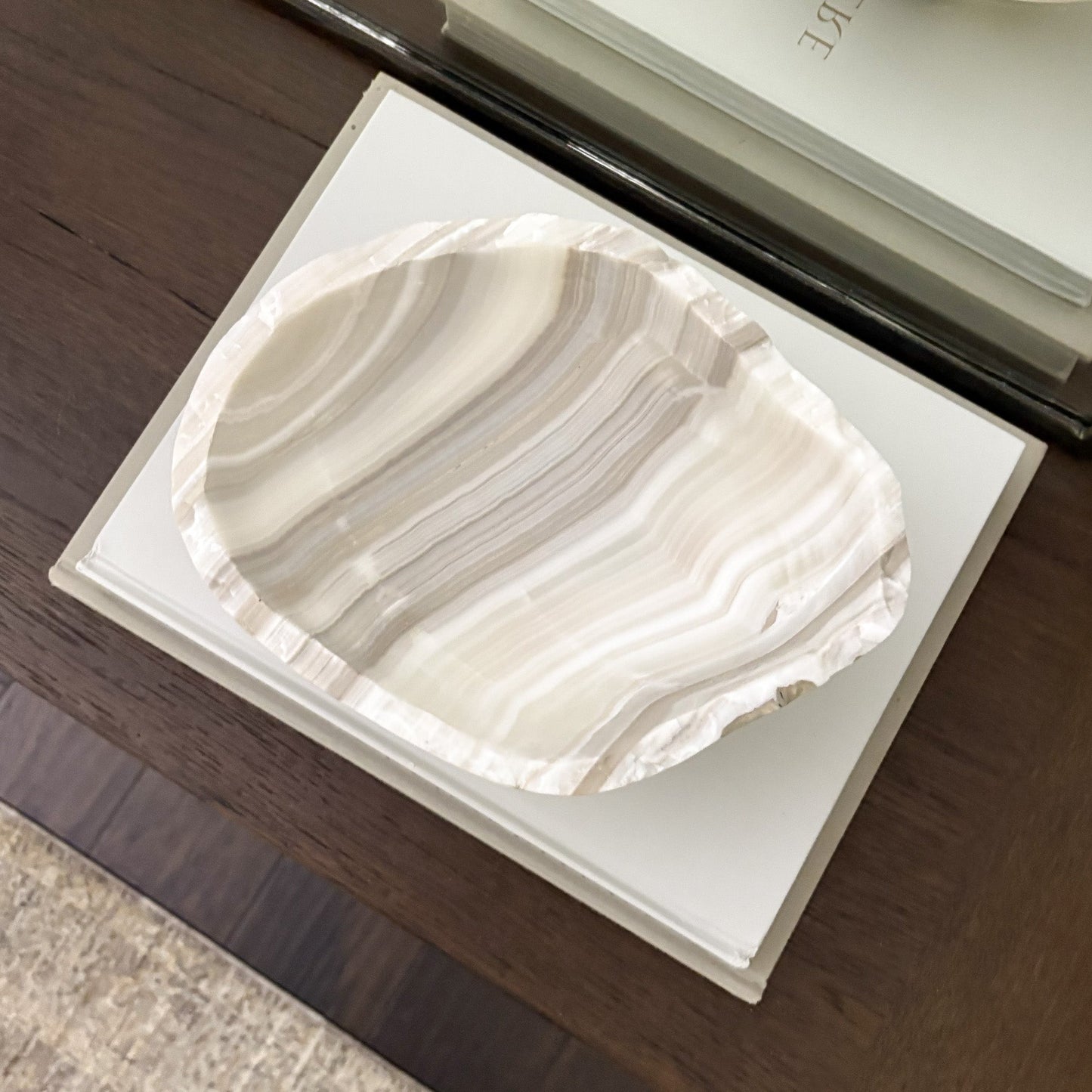 white and grey onyx accent bowl