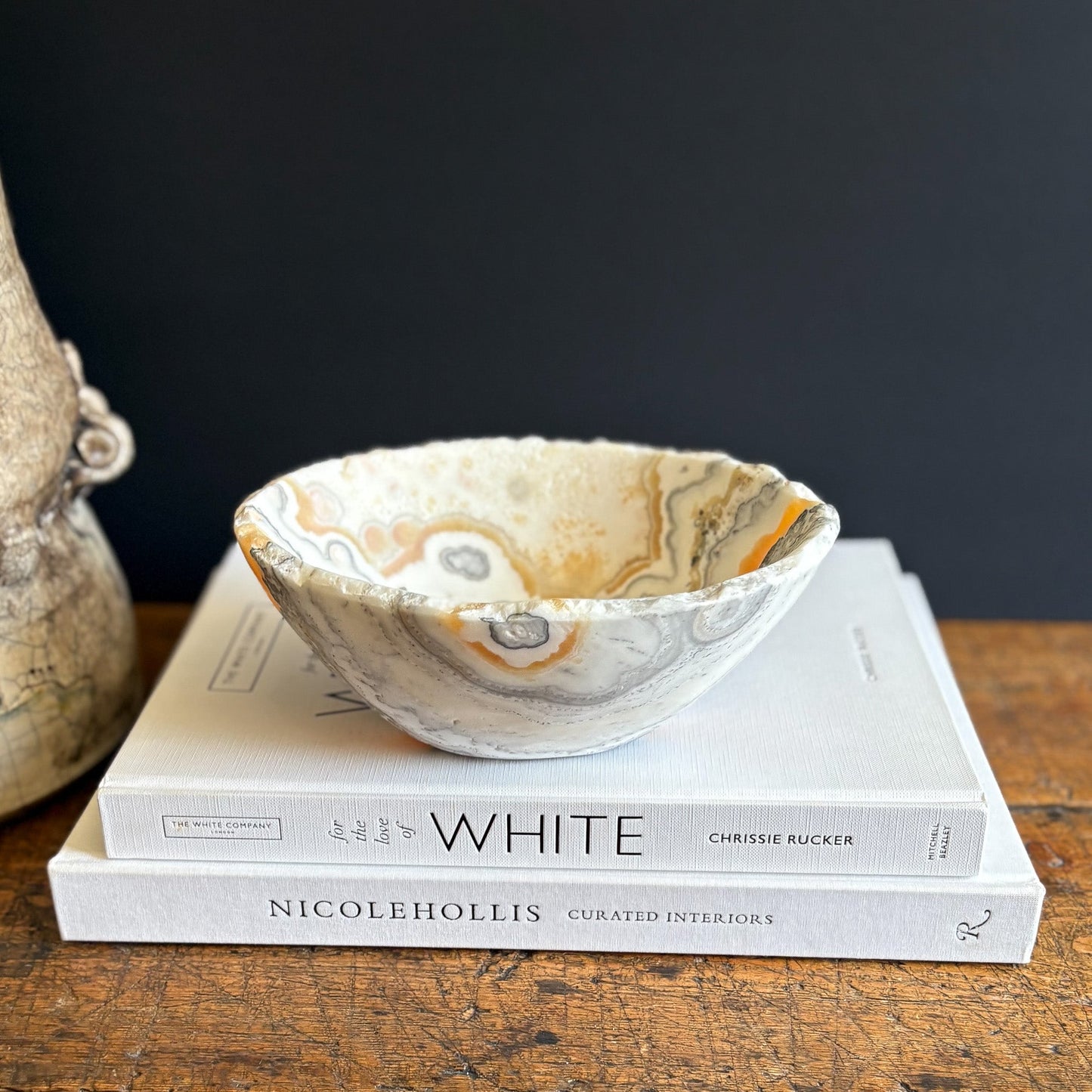 natural mexican zebra onyx bowl, cave calcite bowl