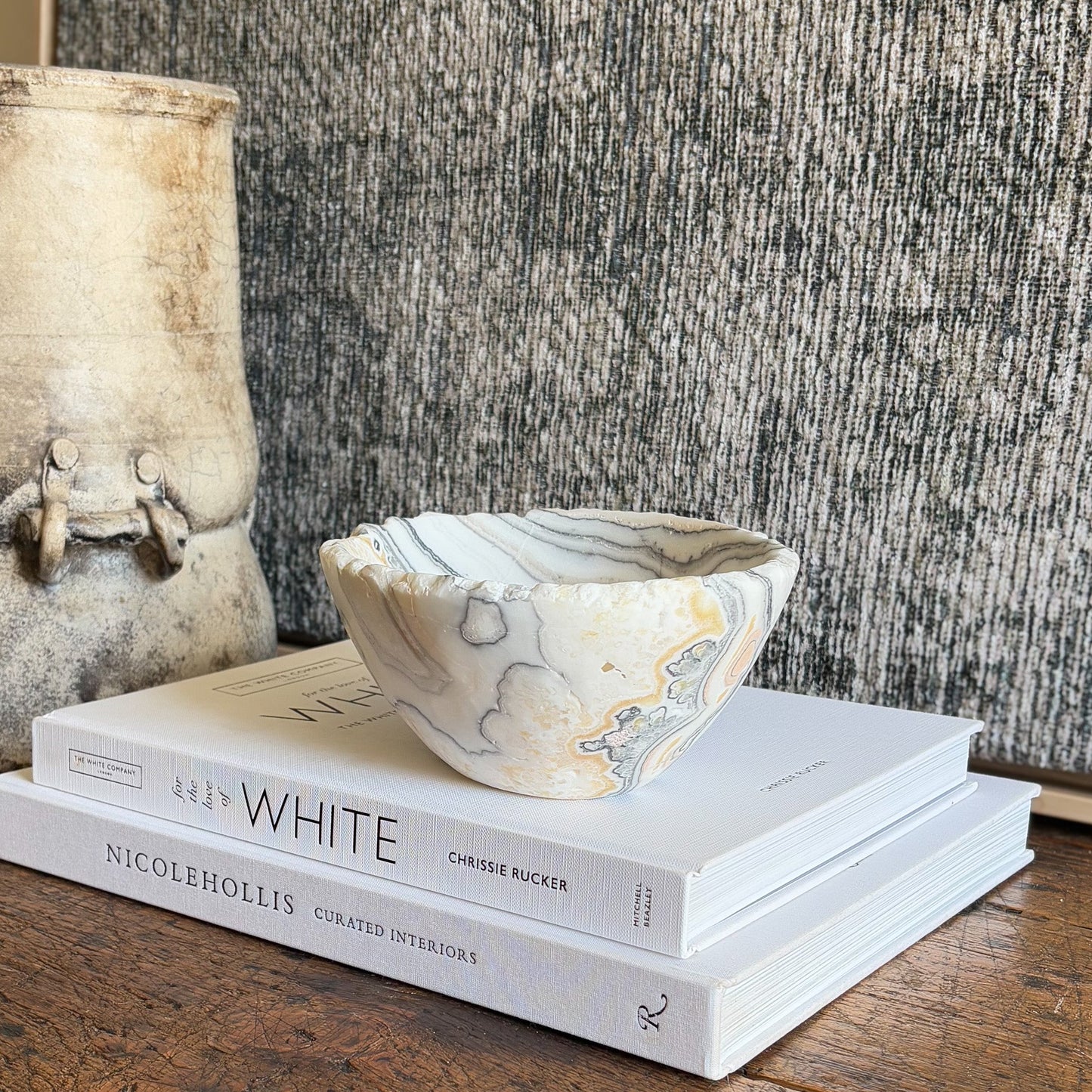 black, white and yellow onyx bowl, natural home accents
