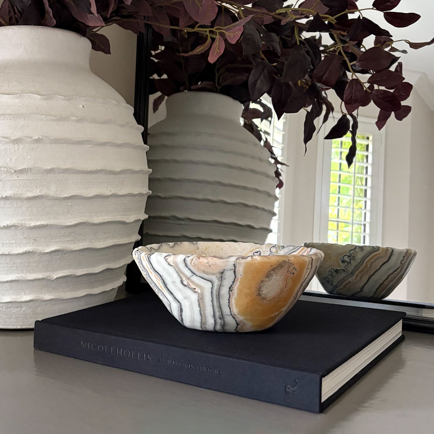 decorative zebra onyx bowl