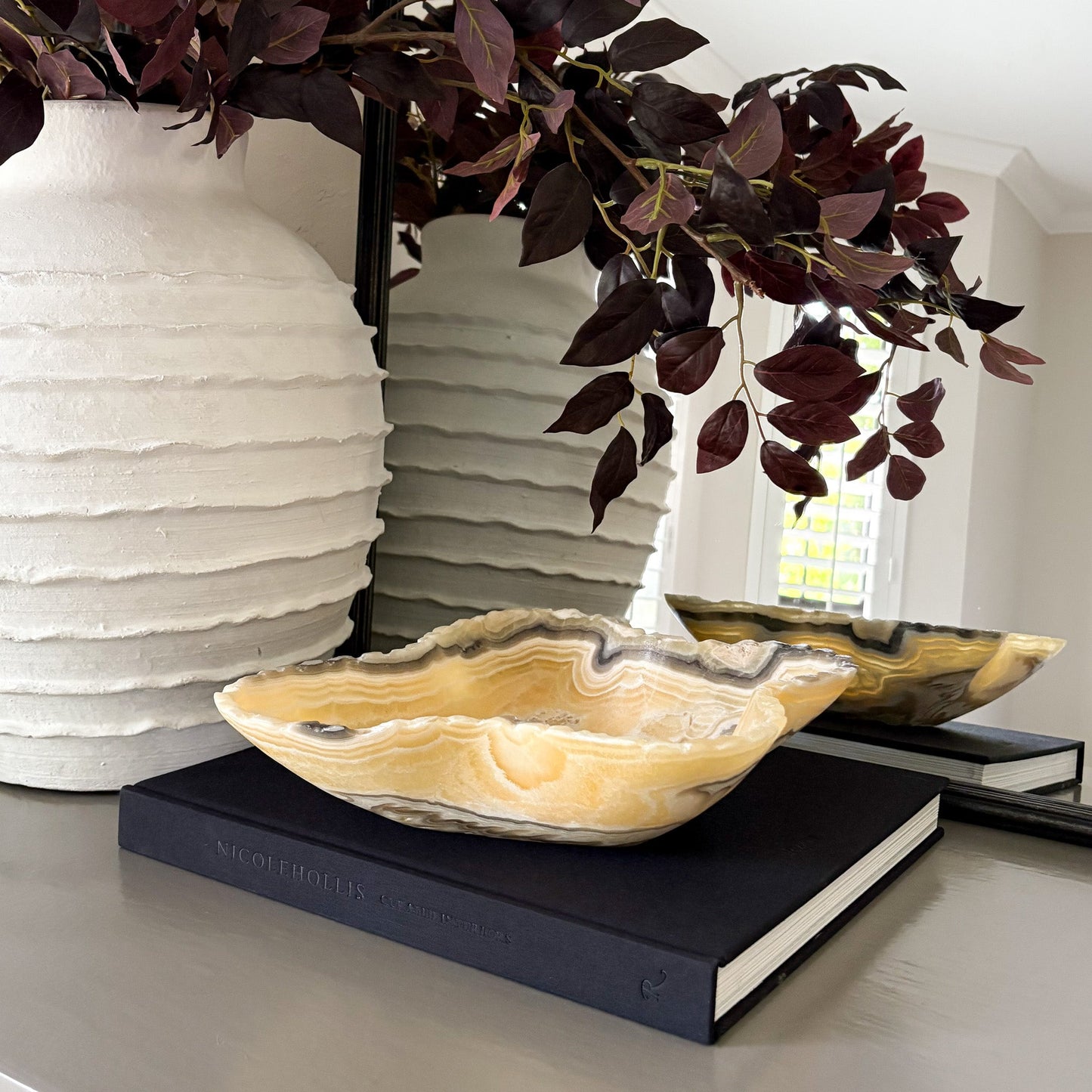 Hand Carved Zebra Onyx Bowl