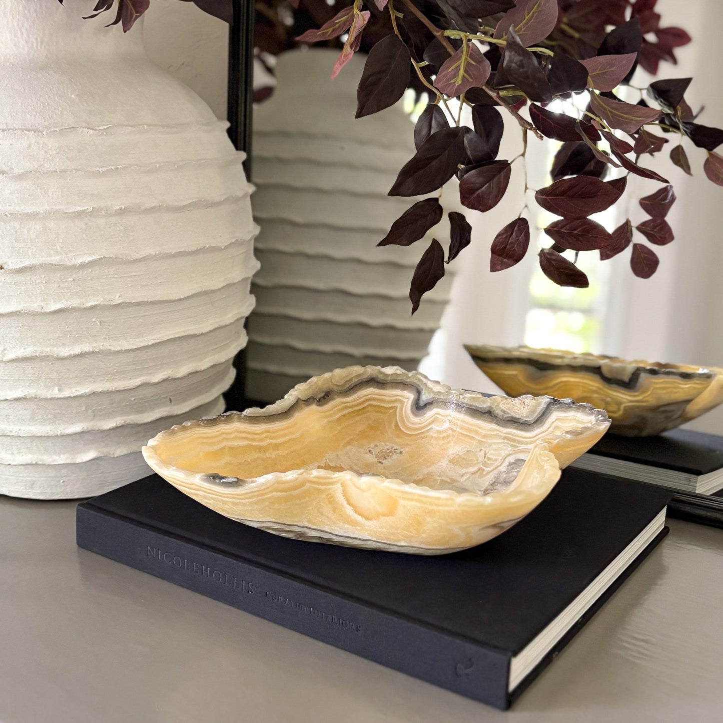 Hand Carved Zebra Onyx Bowl