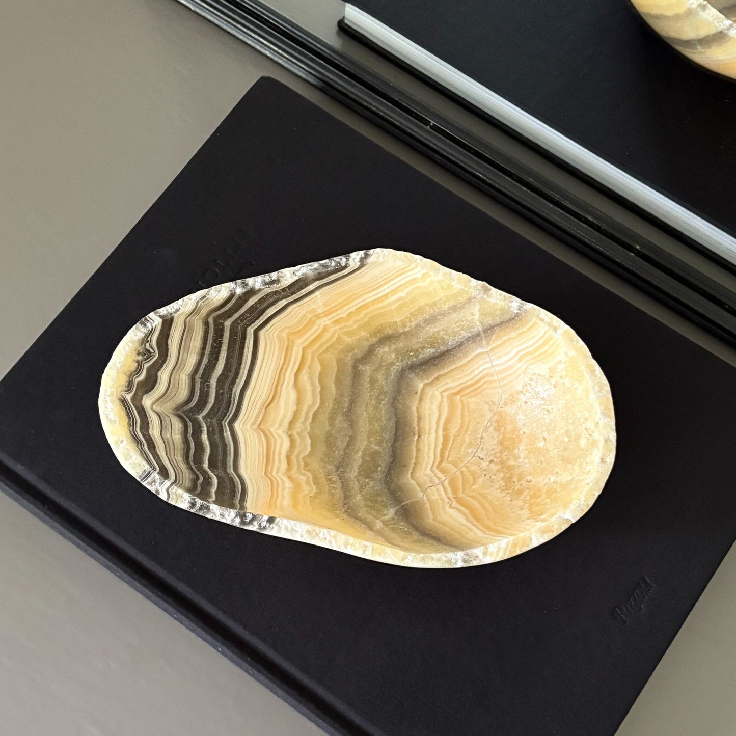 Hand Carved Zebra Onyx Bowl