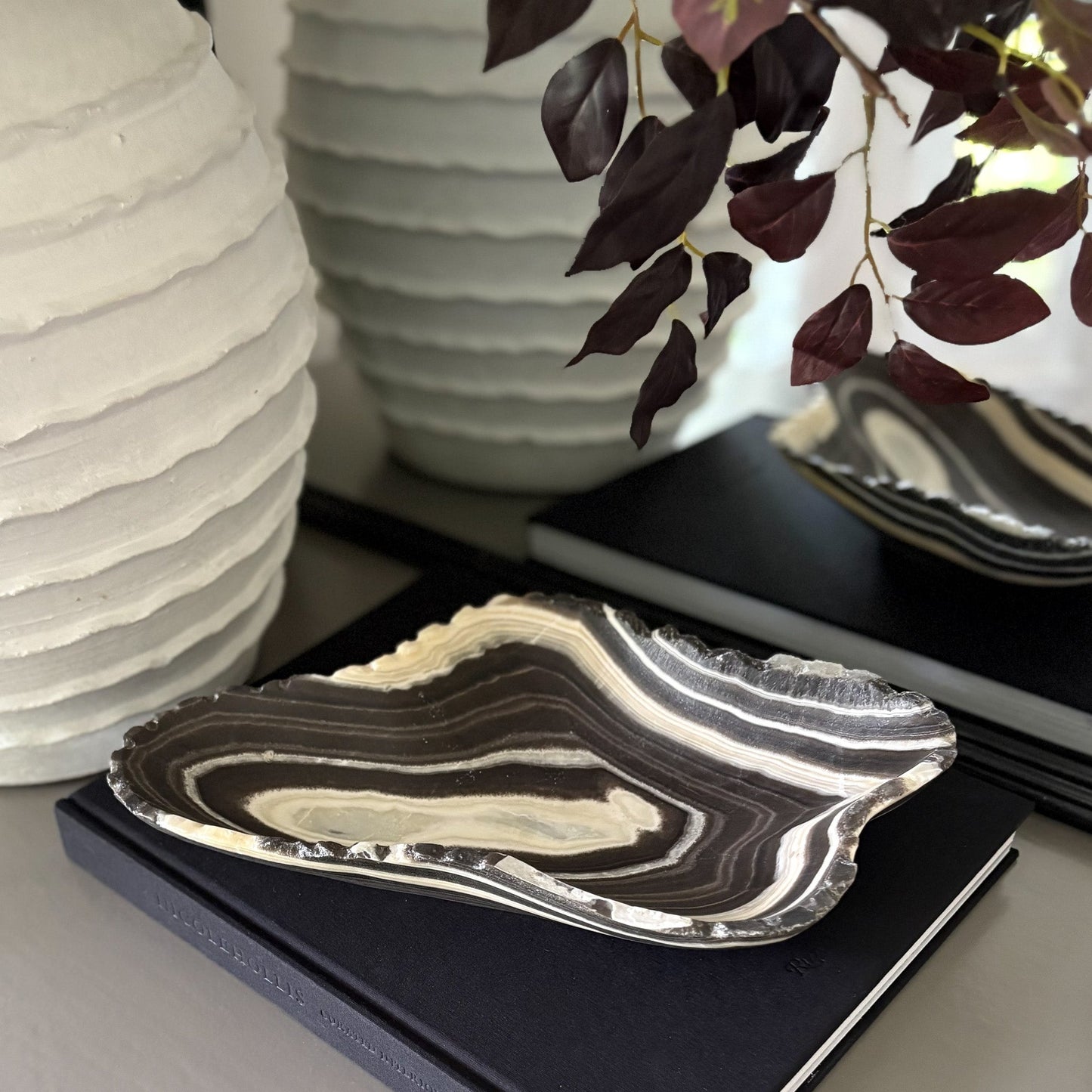 Hand Carved Zebra Onyx Bowl