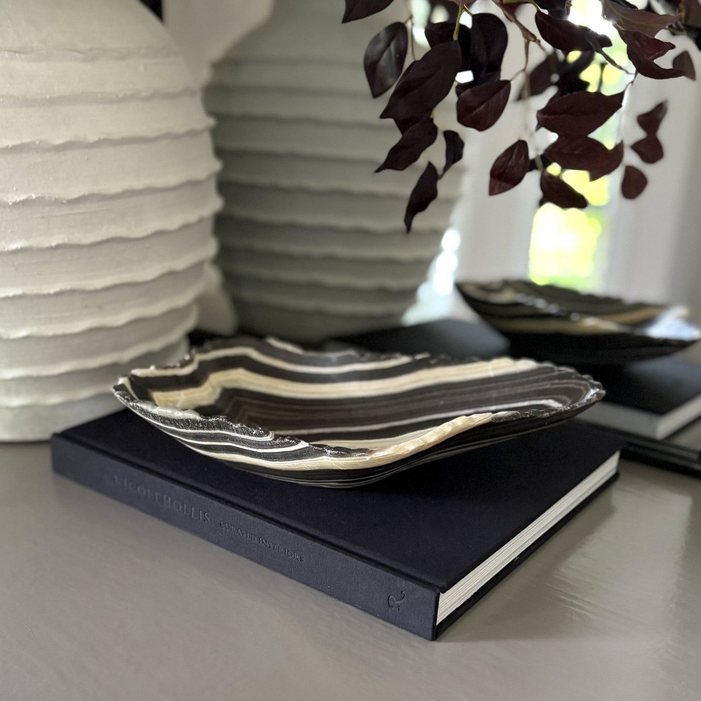 Hand Carved Zebra Onyx Bowl