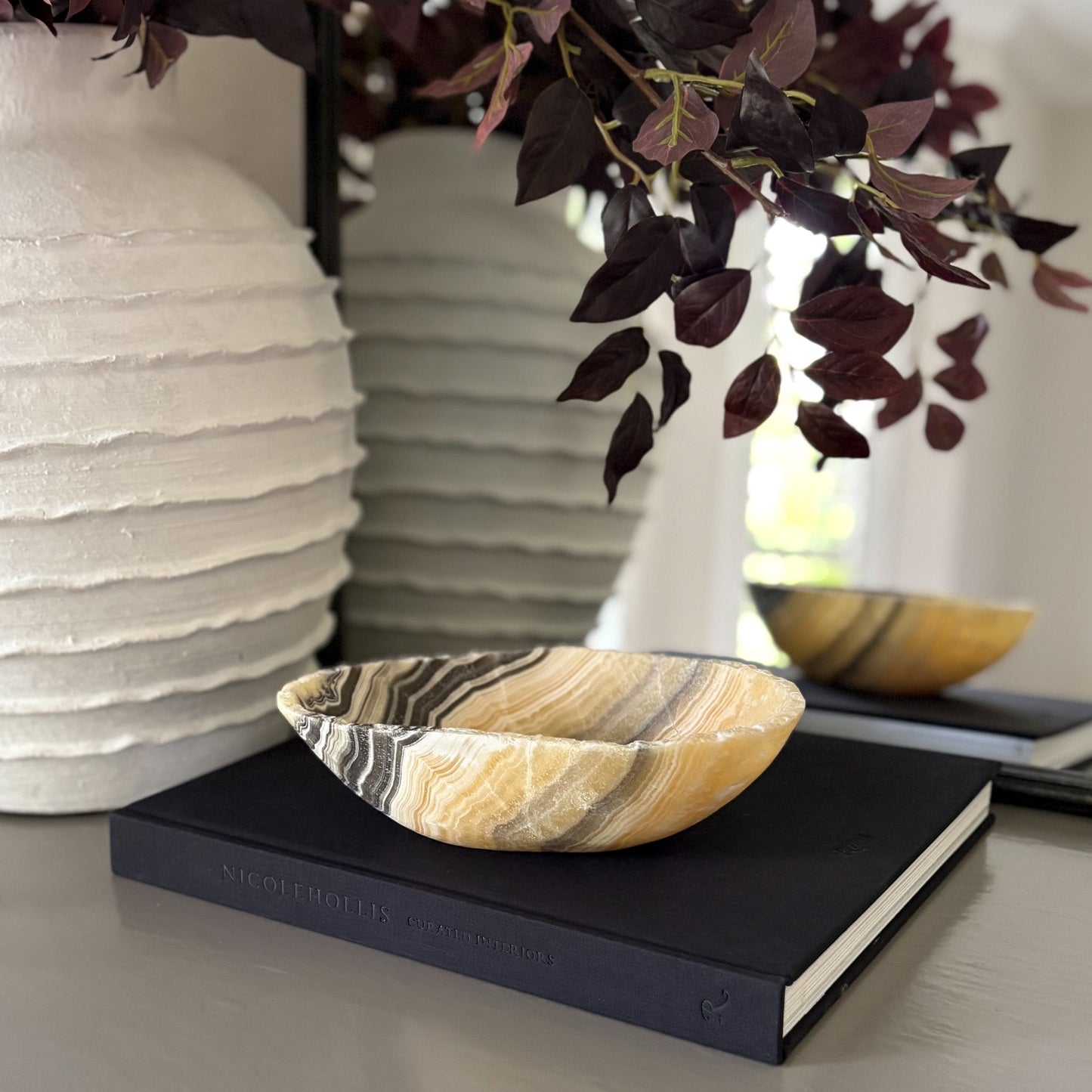 Hand Carved Zebra Onyx Bowl