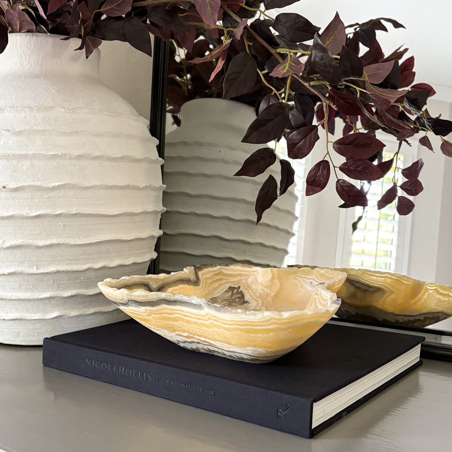 Hand Carved Zebra Onyx Bowl