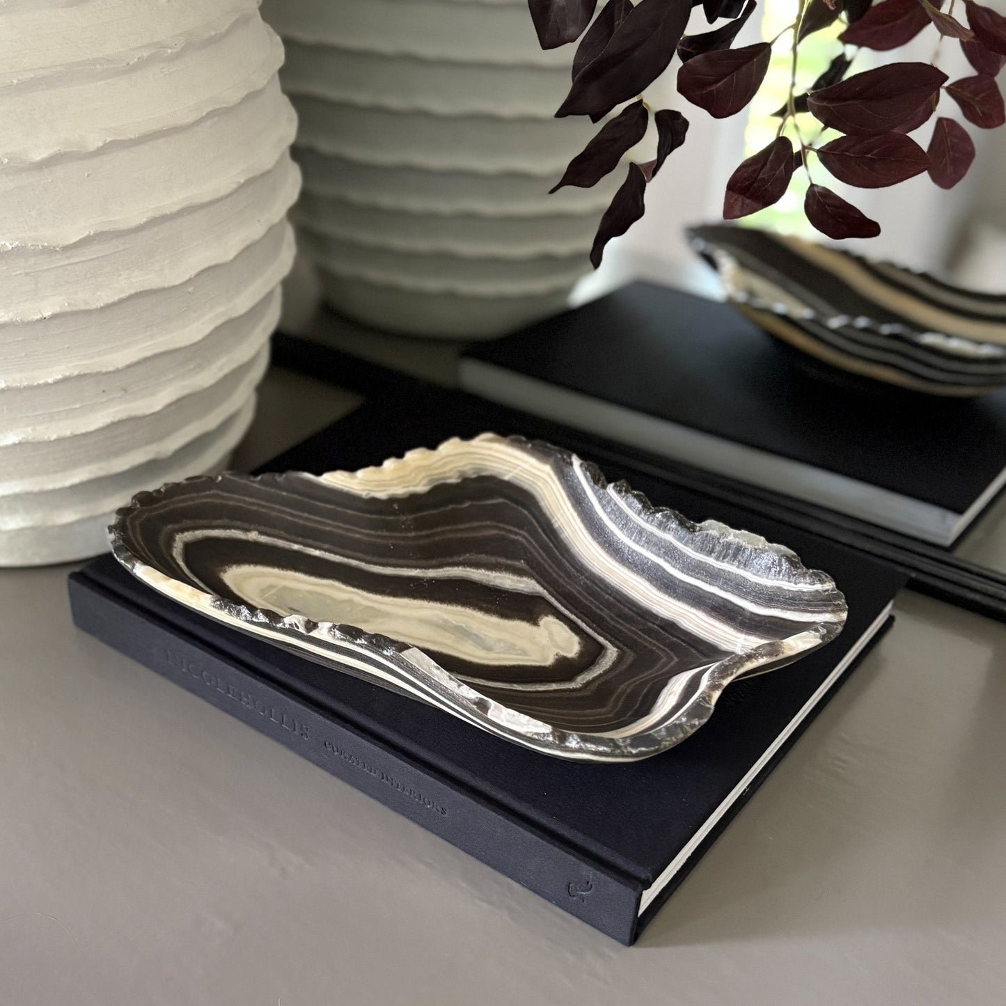 Hand Carved Zebra Onyx Bowl