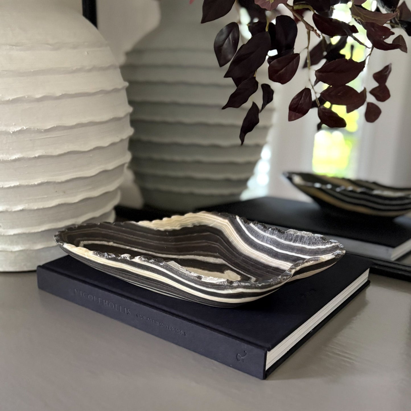 Hand Carved Zebra Onyx Bowl