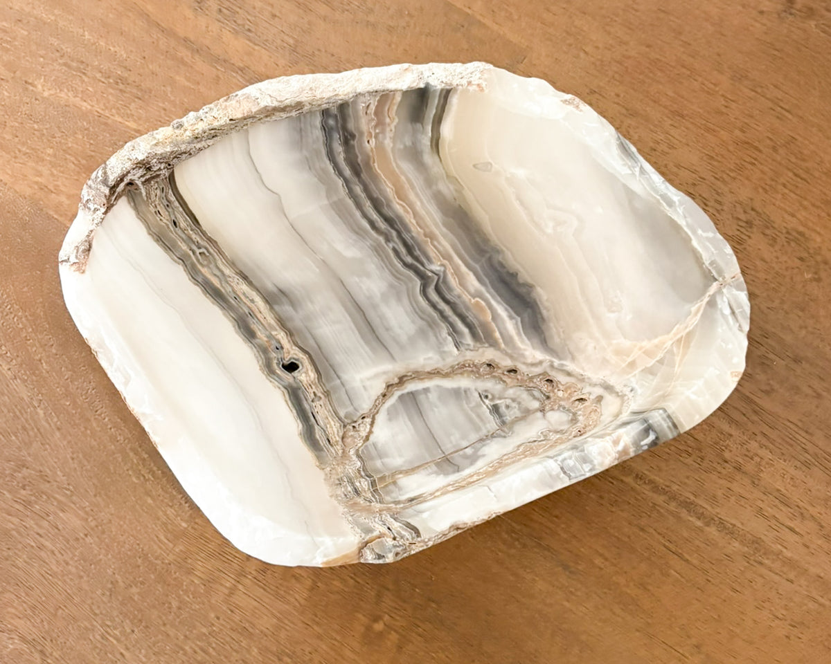 Hand Carved Grey Onyx Bowl