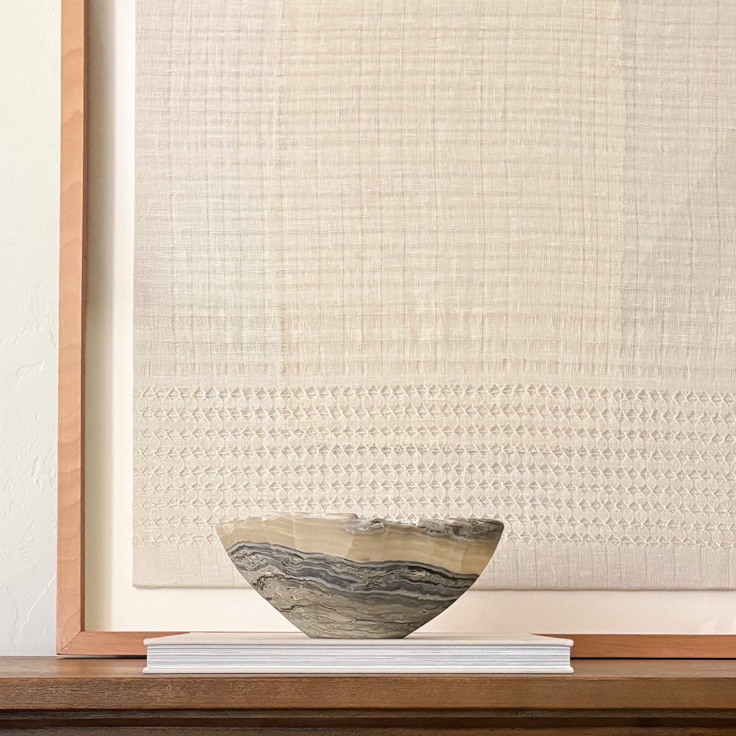 Luxury grey onyx serving bowl handcrafted from natural stone