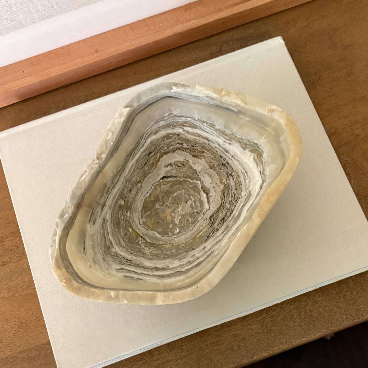 Luxury grey onyx serving bowl handcrafted from natural stone