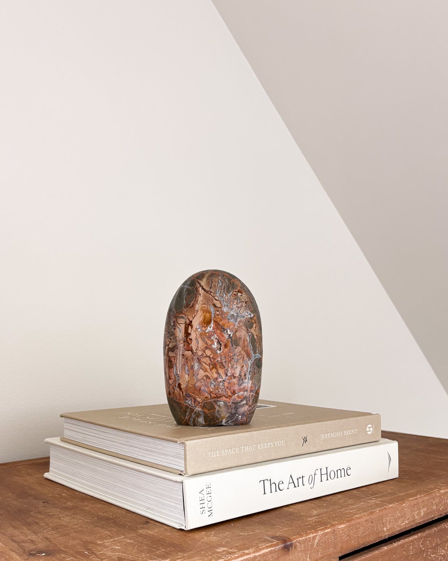 Polished Ibis Jasper sculpture for console table decor
