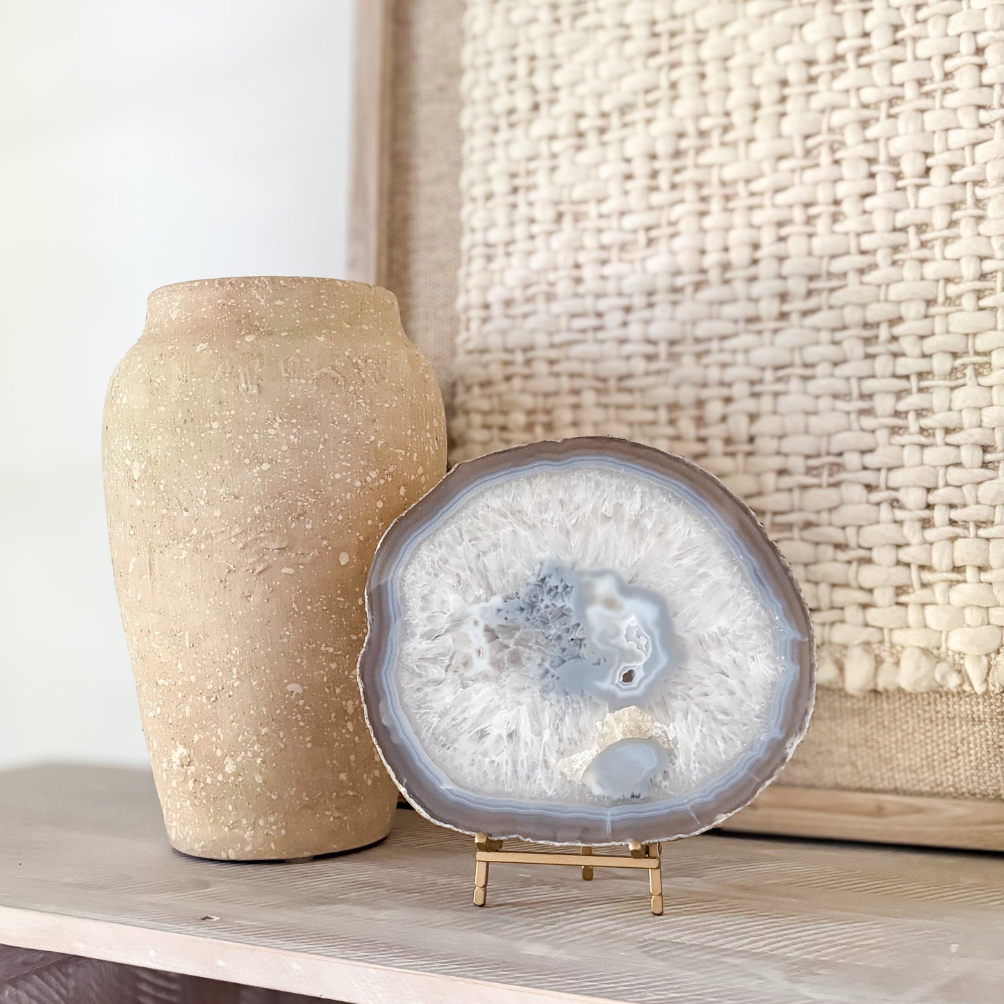 natural blue and white brazilian agate slice