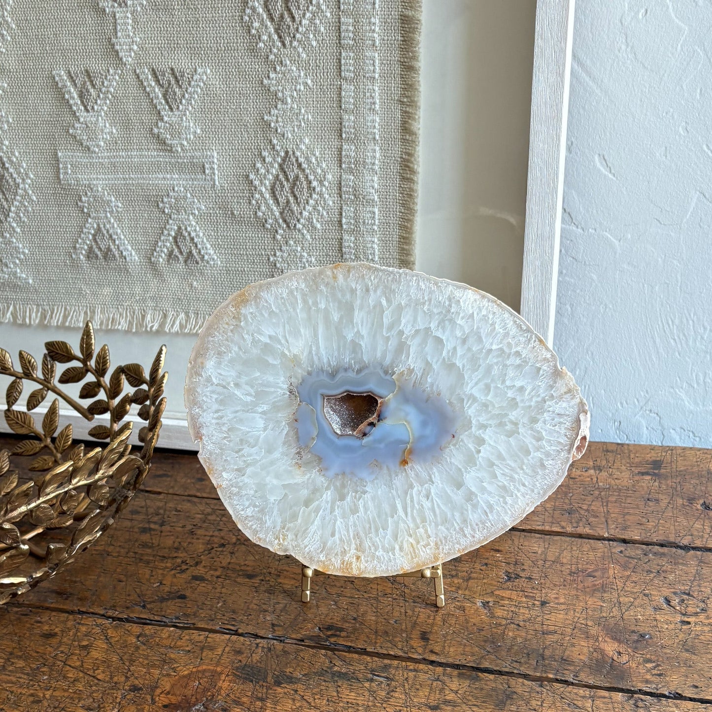 decorative agate geode slab on stand