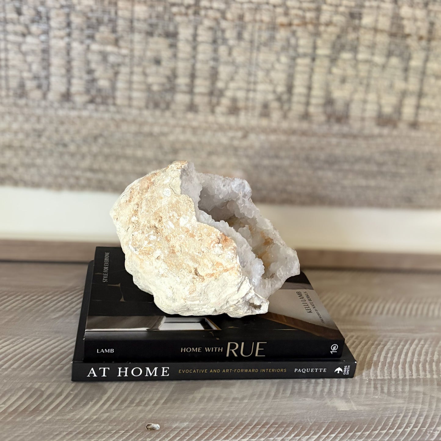 white quartz geode half