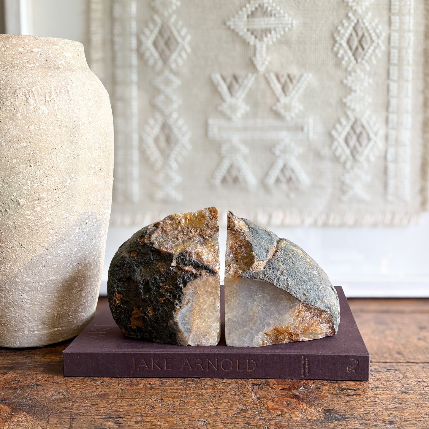 natural brazilian agate bookend pair