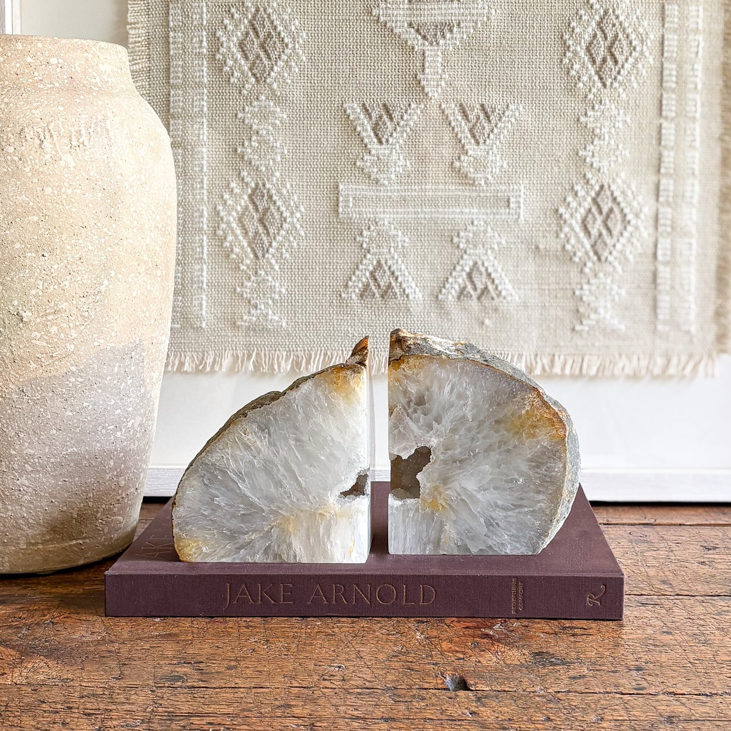 white agate geode center bookends