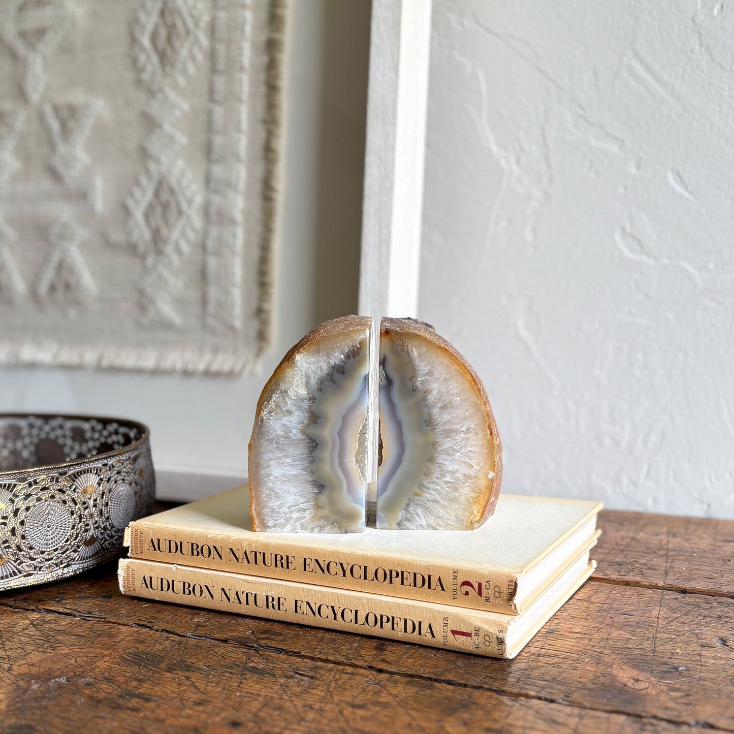 natural brazilian agate geode center bookends