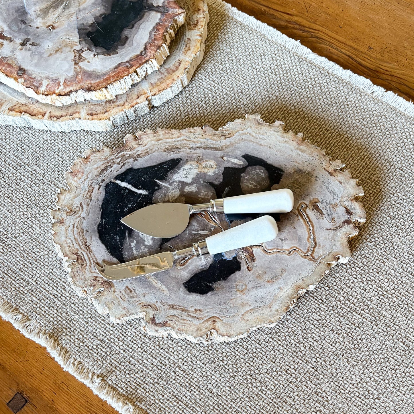 indonesian petrified wood charcuterie board
