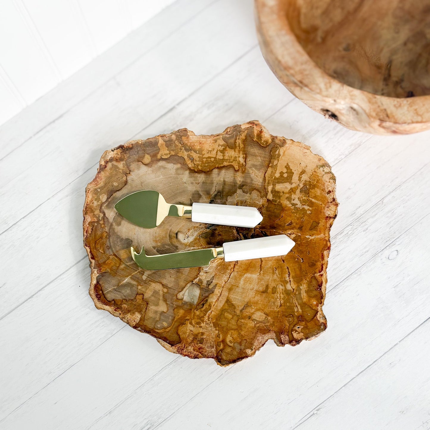 petrified wood serving tray