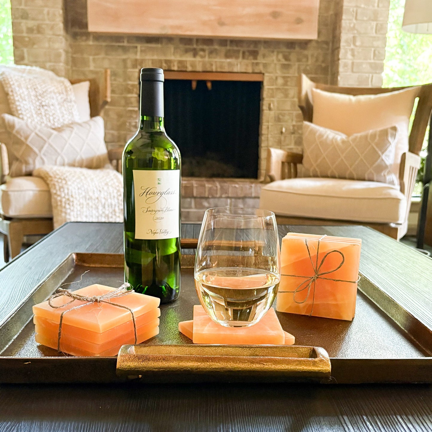 mexican calcite coaster set