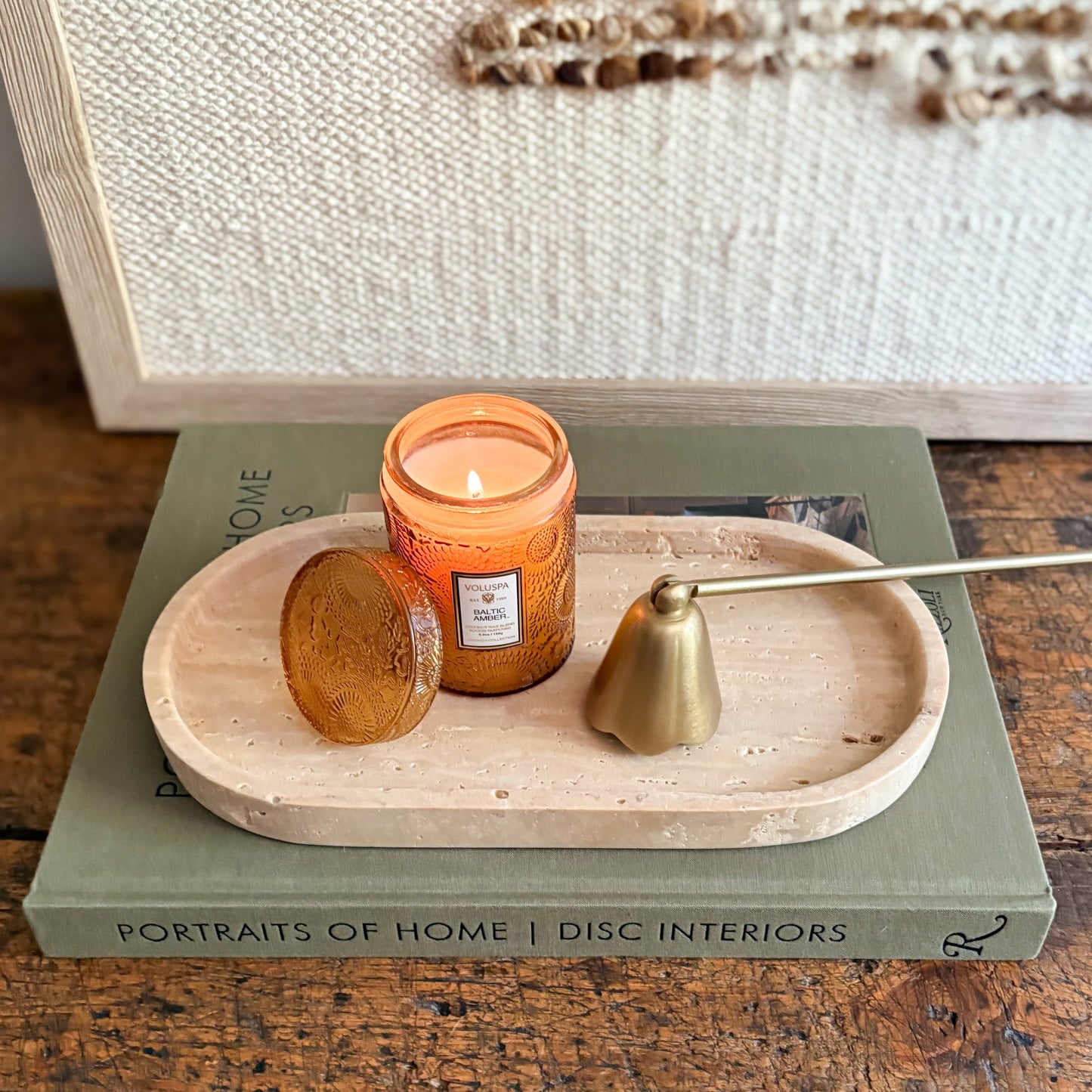 natural travertine stone tray, neutral home decor