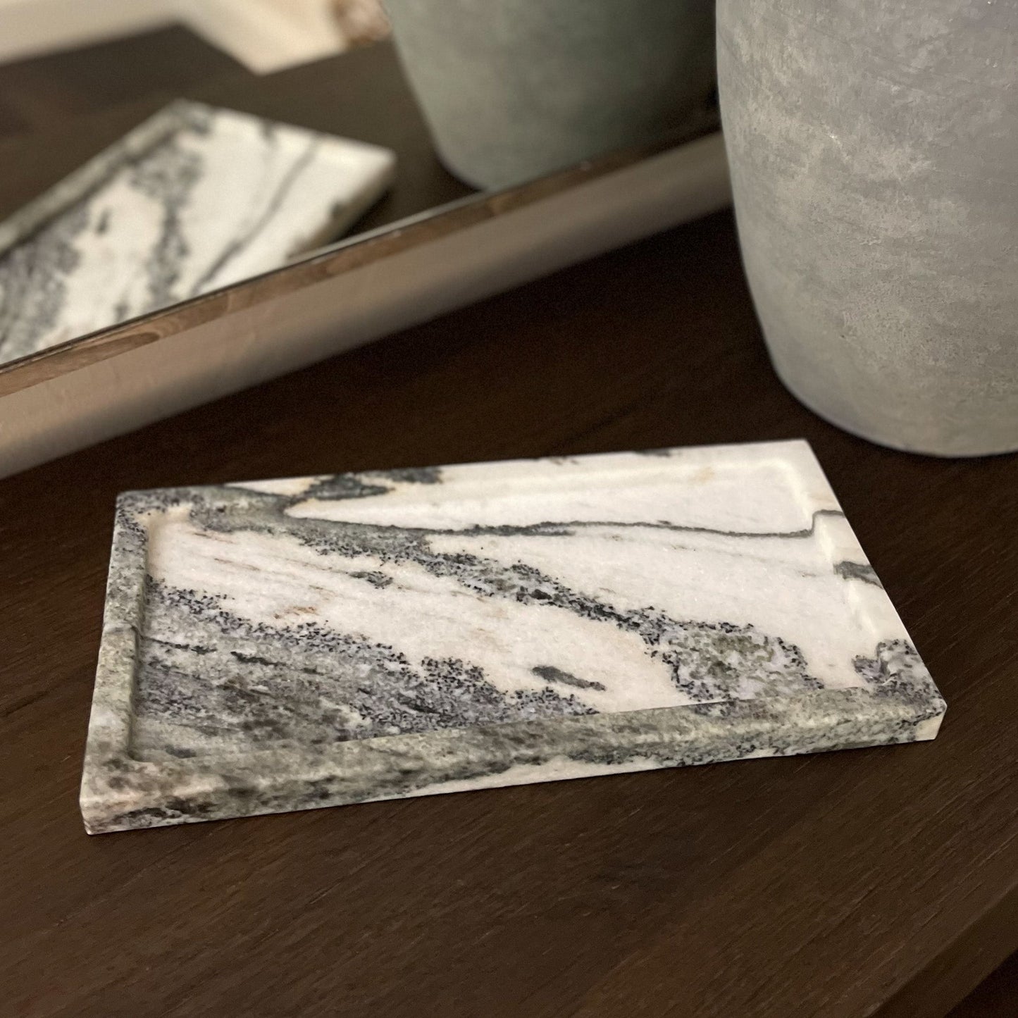 decorative black and white marble tray